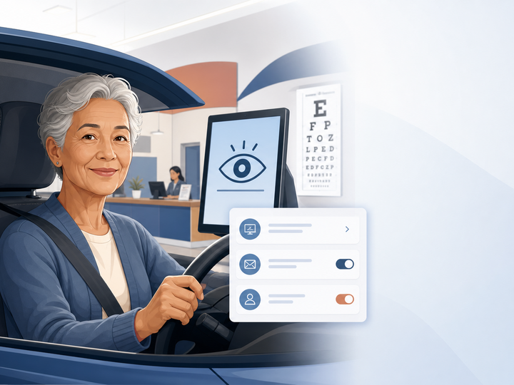 A senior driver 64 and older working to renew their Georgia drivers license.