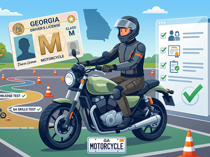 Get your Georgia Class M Motorcycle License by completing state requirements.
