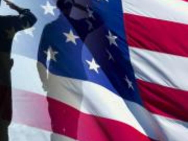 American flag and a soldier saluting to provide information for Military individuals.