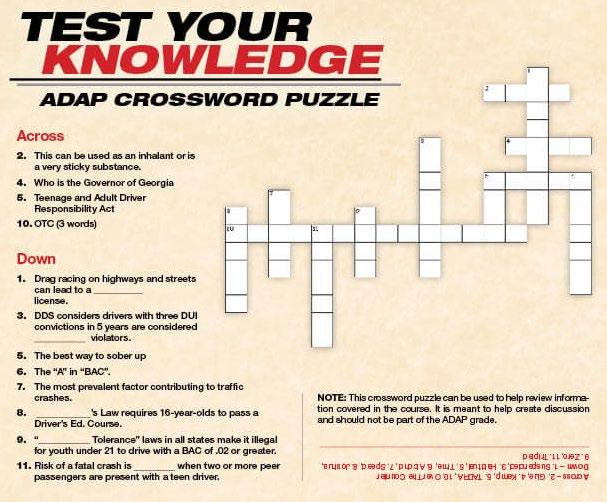 ADAP Crossword Puzzle: long description follows image