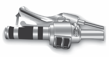 The clutch lever is angled in the friction zone