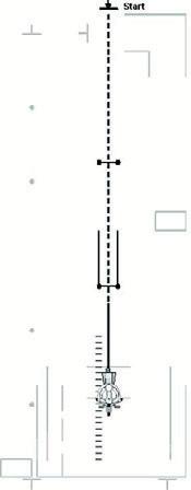 Motorcycle travels straight at a steady speed and then brakes at a marked point.