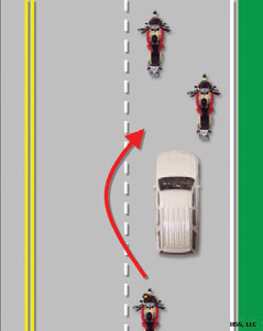 The final rider moves to pass and join the other riders