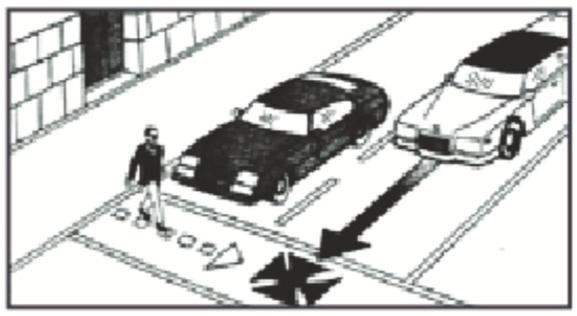 Car approaching a pedestrian crossing