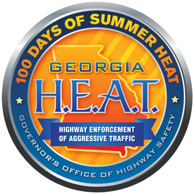 Georgia H.E.A.T. logo. Highway Enforcement of Aggressive Traffic. 100 Days of Summer Heat. Governor's Office of Highway Safety.