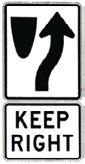 White Keep Right sign