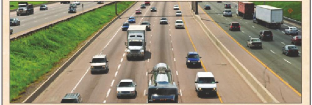 Traffic on an eight-lane highway