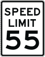 White Speed Limit 55 sign