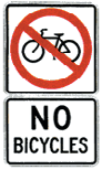 White No Bicycles sign
