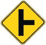 Yellow diamond side road entering highway sign