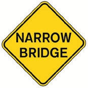 Yellow diamond Narrow Bridge sign
