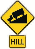 Yellow diamon Hill sign