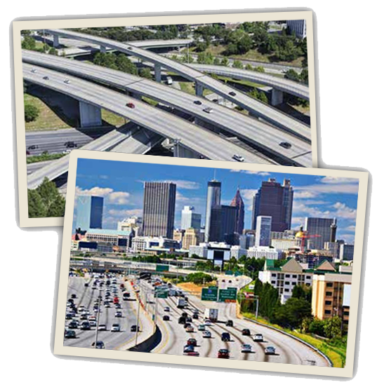 Two snapshots of city highways and interstates