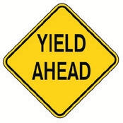 Yellow diamon Yield Ahead sign