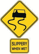 Yellow diamond Slippery When Wet sign