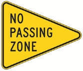 Yellow triangle No Passing Zone sign