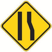Yellow diamond lanes merging sign