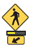 Yellow diamond crosswalk alert sign