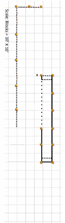 Cones placed along top, left and bottom right