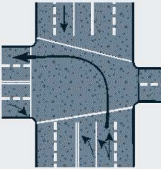When turning left, if there are two lanes, always take the right-most one