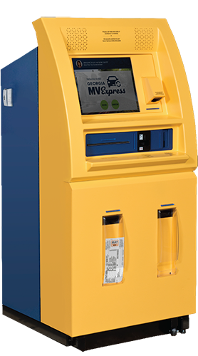 Georgia MV Express kiosk placed in different stores throughout Georgia to assist customers with renewing their vehicle tags and drivers licenses