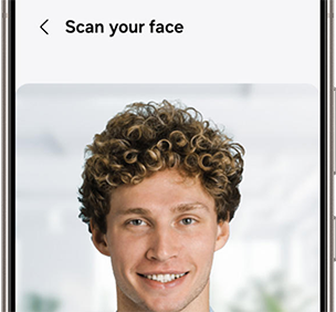 Screenshot of a Samsung Phone during Step 3 of the process to add your Digital Driver's License and ID to your Samsung Wallet by scanning your face.