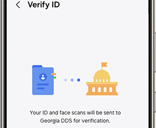 Phone screen shot of the Verify ID screen during the Samsung Wallet setup of the Digital Driver's License and ID.