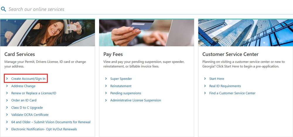 Instructions on how to sign into Online Services.