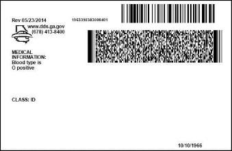 Blood Type on License Image