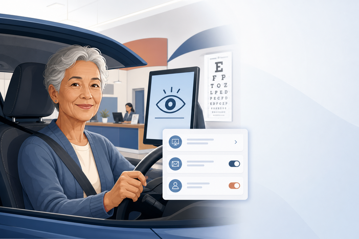 A senior driver 64 and older working to renew their Georgia drivers license.